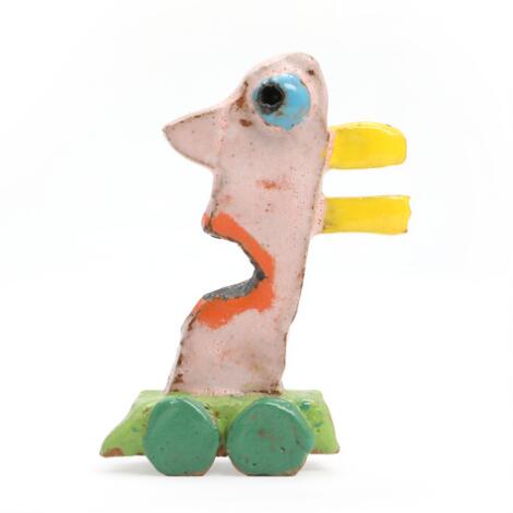 Leif Sylvester: Blue-eyed driver. Signed LS. Polychrome decorated stoneware. Unique. H. 9 cm.