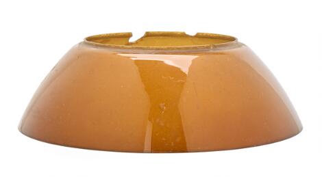 Poul Henningsen: "PH-5/5". Rare amber coloured glass M-5 middle shade with golden lacquer on inside.