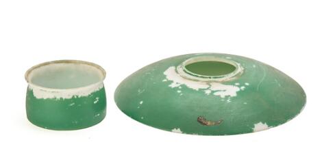 Poul Henningsen: "PH-1/1". Rare spare shades. Green lacquered single layer opaline glass. (2)