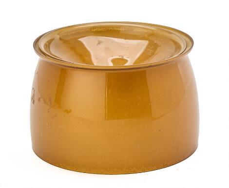 Poul Henningsen: "PH-5/5". Rare amber coloured glass U-5 bottom shade and S-5 bottom bowl with golden lacquer on inside. (2)