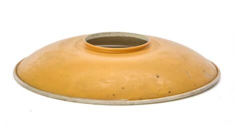 Poul Henningsen: "PH-O-2". Yellow/white lacquered copper top shade.