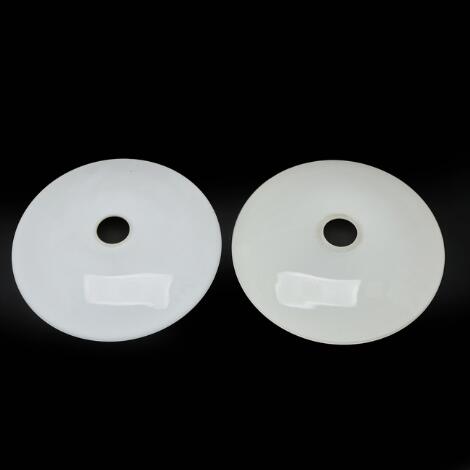 Poul Henningsen: "PH-4". A pair of O-4 multi layer opal glass top shades. Made by Louis Poulsen. Diam. 40 cm. (2)