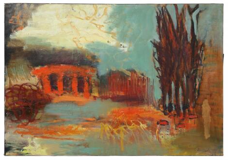 Gitte Buch: Untitled. Signed Gitte Buch 2003. Oil on canvas. 140 x 200 cm. Unframed.