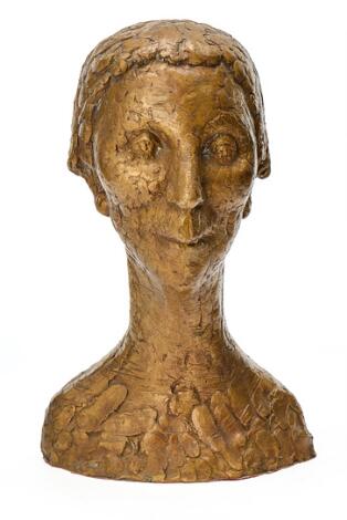 Hanne Varming: Portrait of Mrs Hjorth-Nielsen (wife of the painter Søren Hjorths-Nielsen). Signed H.V. Bronze. 34 x 22 x 17 cm.