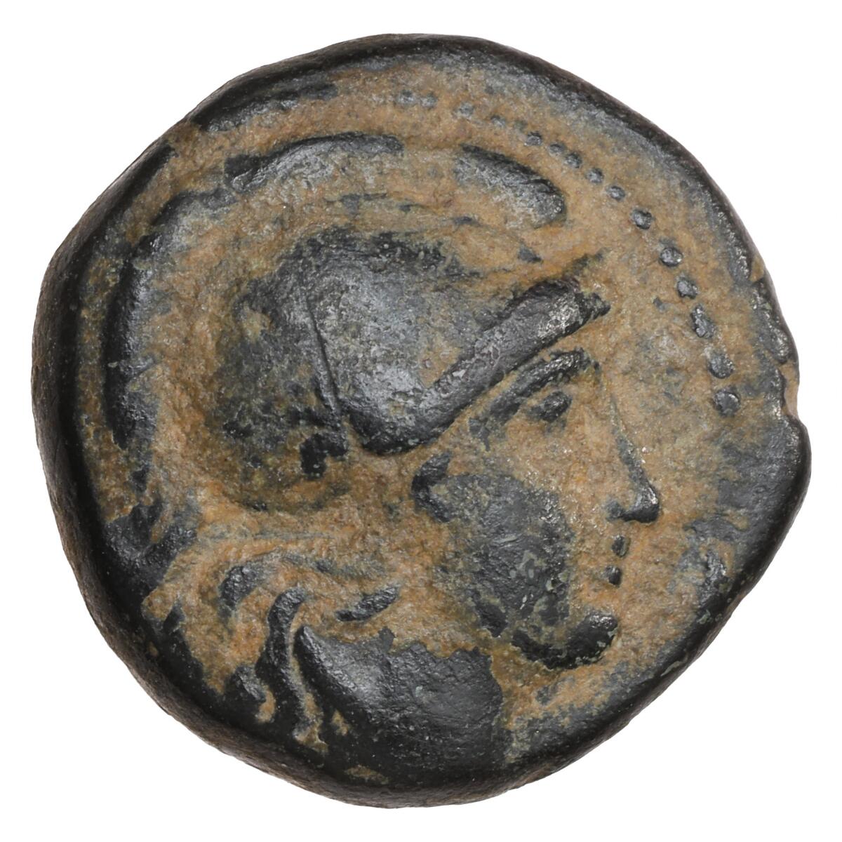Ancient Greece, Thrace. Lysimachos, 305–281 BC, AE 14. Lysimacheia mint. Athena / lion; SNG Cop. 1159; HGC 3.2.1760, 3.14 g