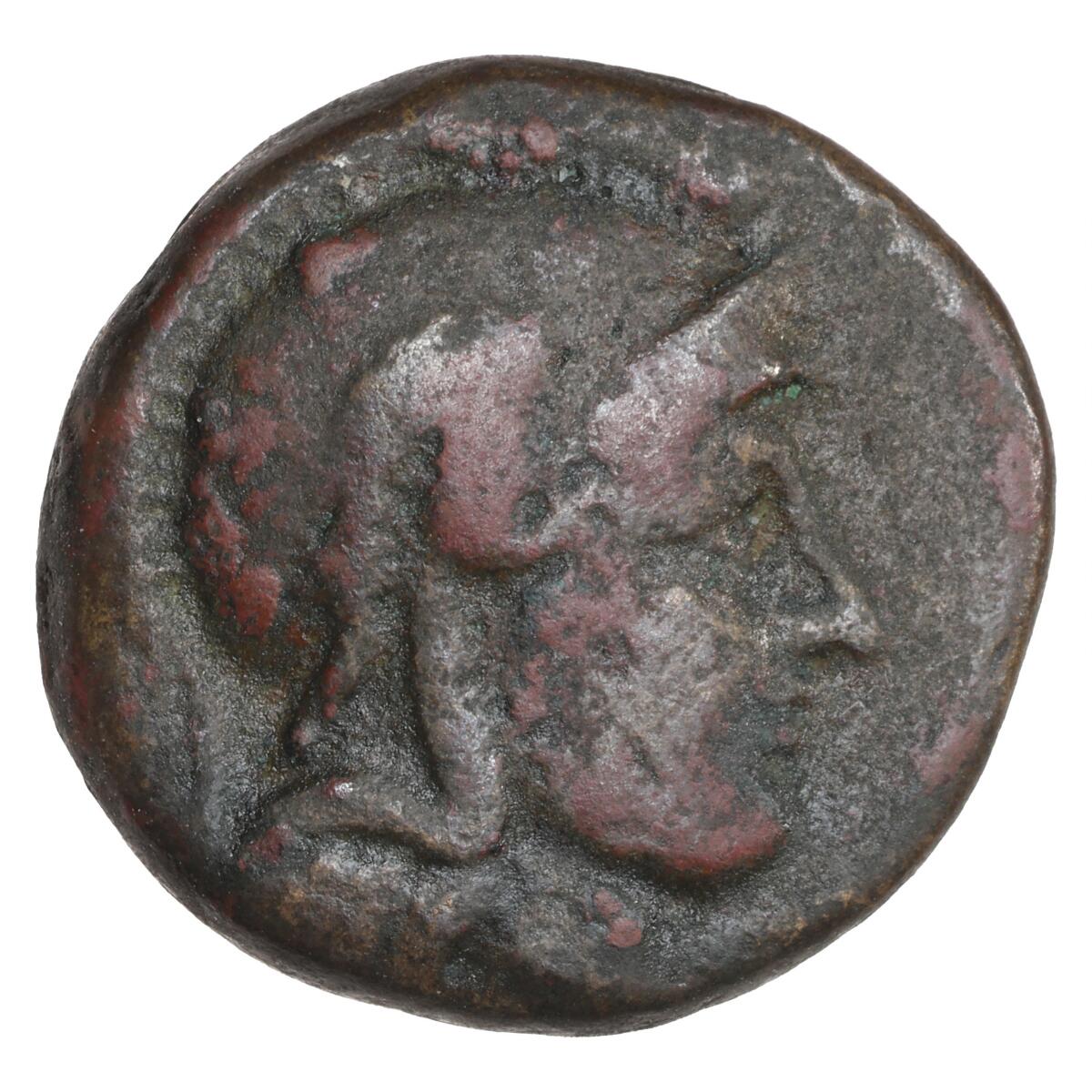 Ancient Greece, Ionia, Priene. 240–170 BC. Æ 13. Diony-, magistrate. Athena/ Legend; SNG Cop.1085 1 300, 2.86 g — Coins, Medals & Banknotes/Ancient coins/Greece — Bruun Rasmussen