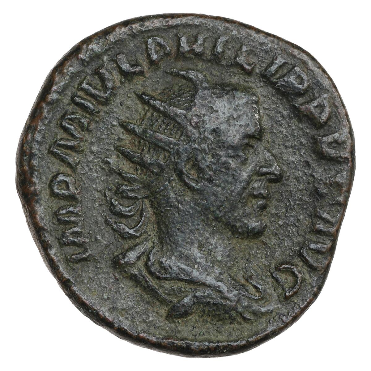 Roman Empire, Philip I, 244–249 AD, Dupondius, Rome. Philip/LAET FVNDATA / S - C Laetitia; RIC 176c, 11.09 g — Coins, Medals & Banknotes/Ancient coins/Roman Empire — Bruun Rasmussen