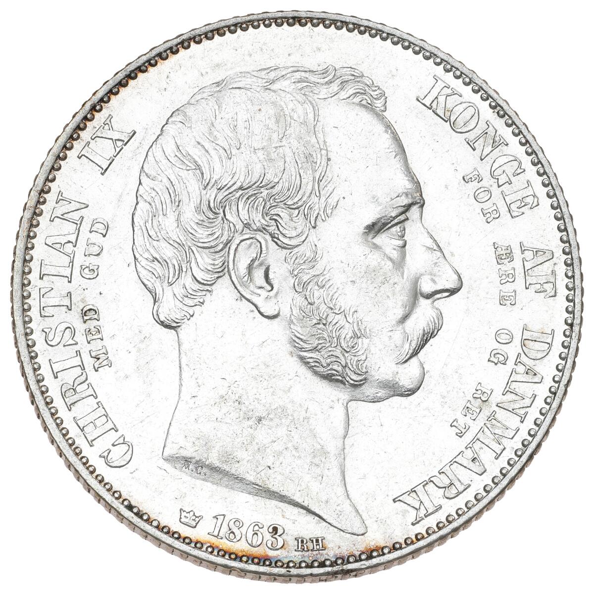 Christian IX, 2 rigsdaler 1863 RH, “Accession”, H 3