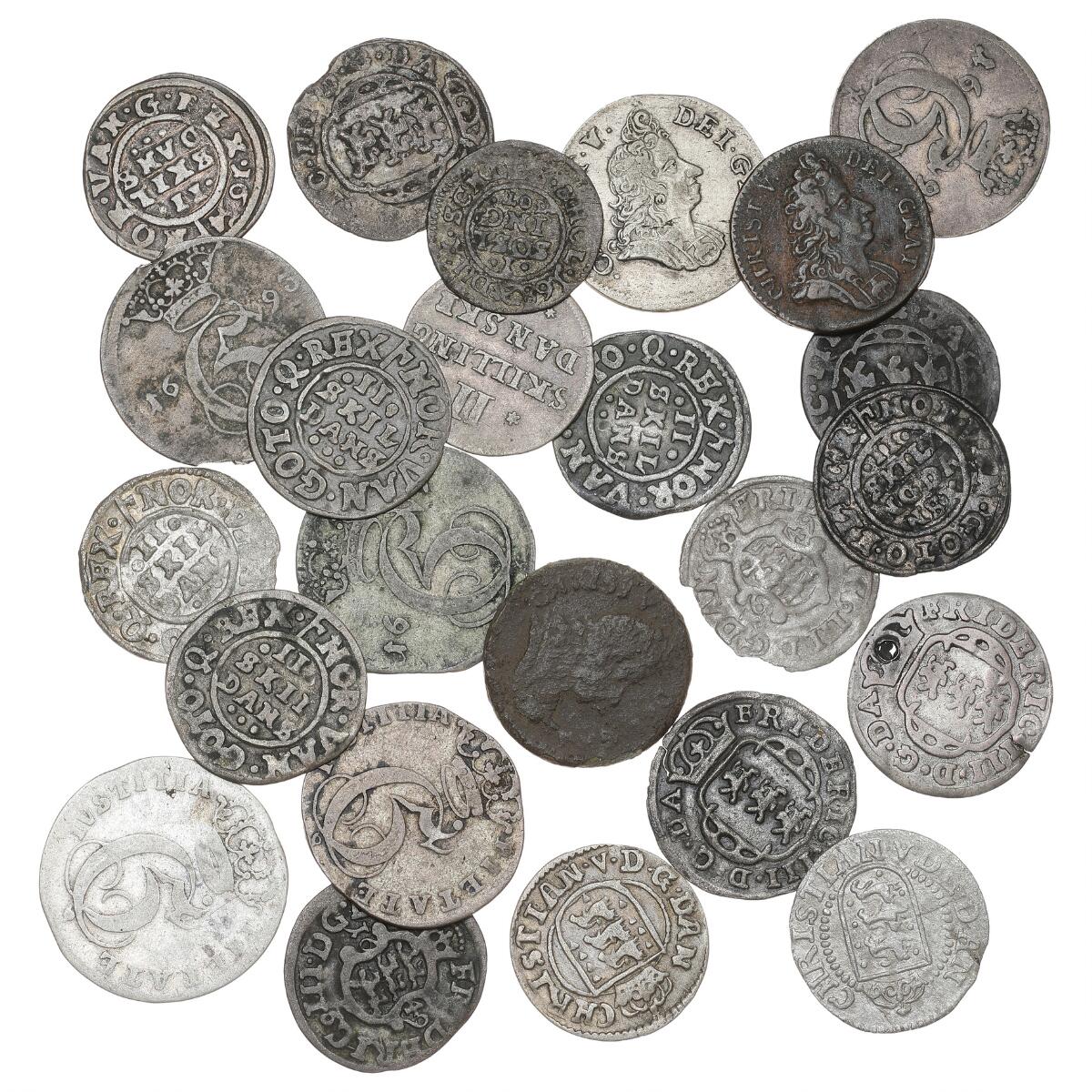 Frederik III-Christian V, collection of coins, in total 24 pcs