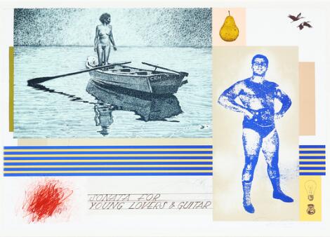 Kasper Eistrup: "Sonate for Young Lovers". Signed Kasper Eistrup, 8/130. Lithograph in colours. Sheet size 69 x 100 cm.