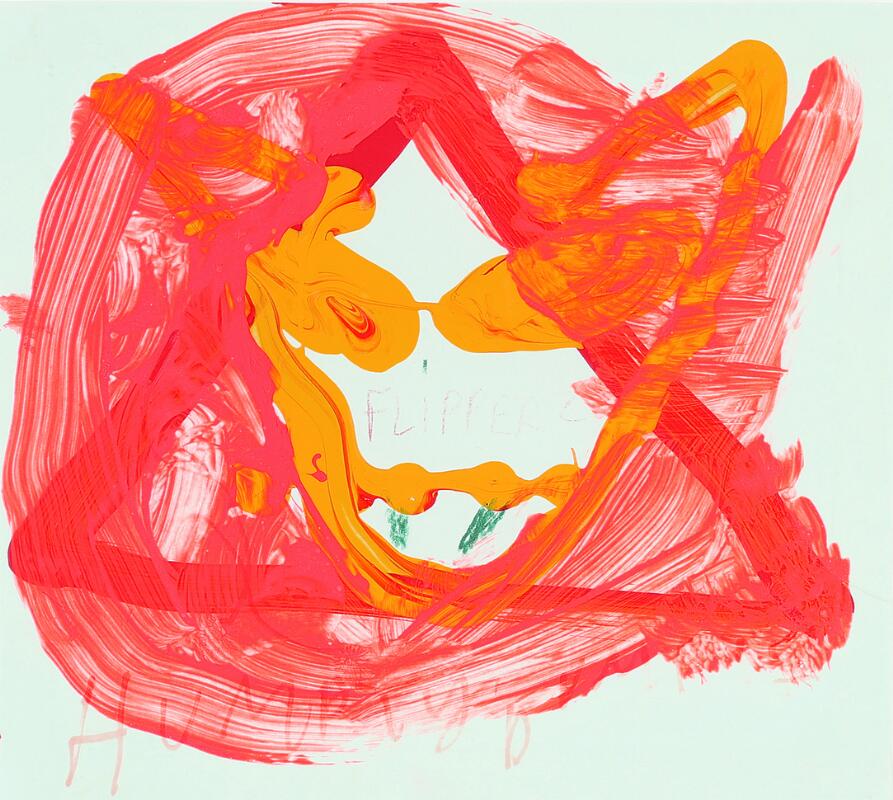 Jonathan Meese: Composition. Unsigned. Mixed media on paper. Sheet