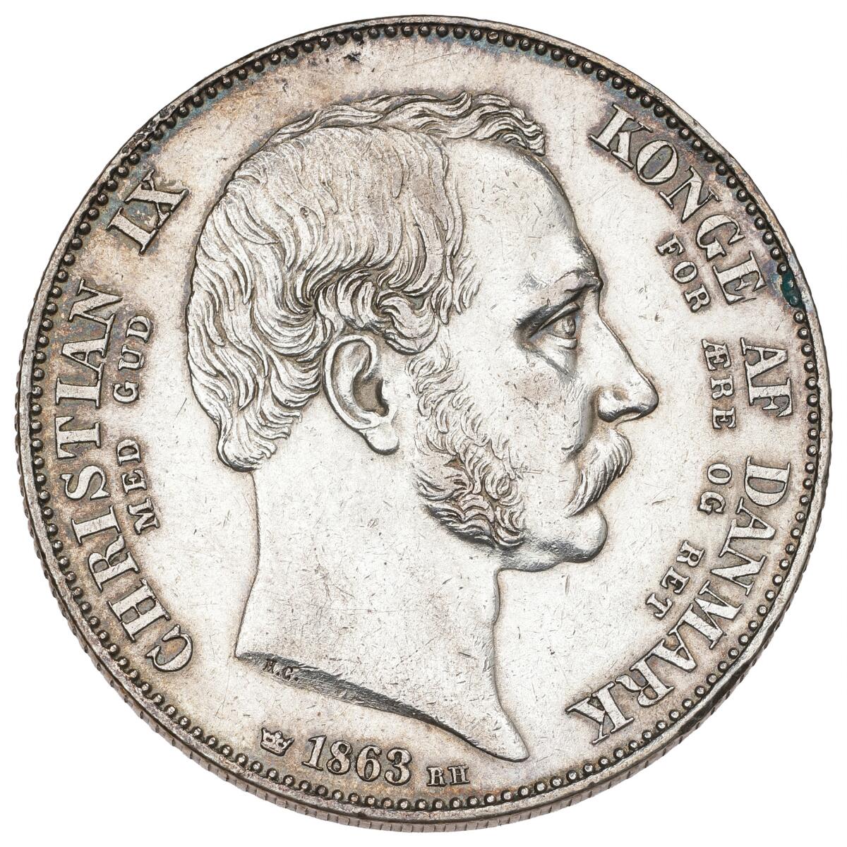 Christian IX, 2 rigsdalers 1863 RH, “Accession”, H 3