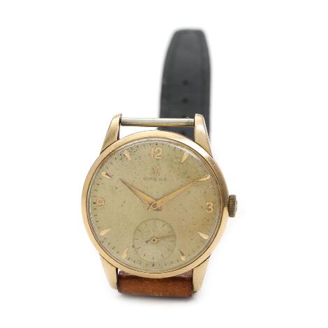 Omega: Wristwatch of gold-plated steel, ref. 2512-5. Mechanical movement with manual winding, cal. 265. 1950.