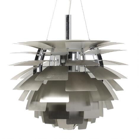 Poul Henningsen: "Artichoke". Pendant with steel lamellaes. Manufactured by Louis Poulsen. Diam. 48 cm.