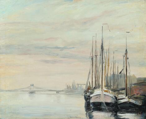 Johan Rohde: View from Langebro, Copehagen. Signed Johan Rohde 1917. Oil on canvas. 46 x 38 cm.