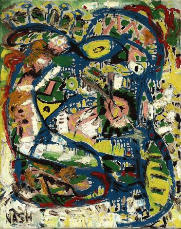 Jørgen Nash: Untitled, Signed Jørgen Nash 1964. Oil on canvas. 76 x 60 cm.