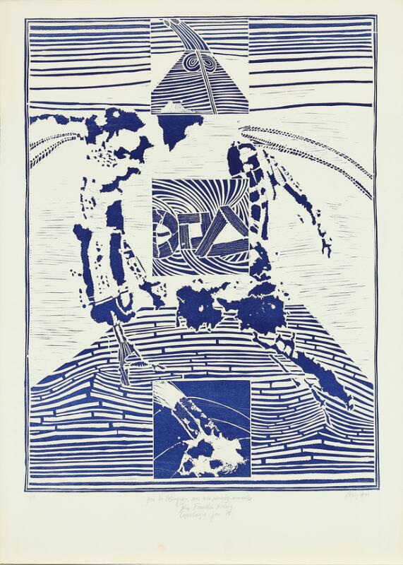 フェイシズインケイマン　絵画　ブルーリヴァード John-Franklin Koenig: Untitled. Signed JFKoenig 74, 13/99 and