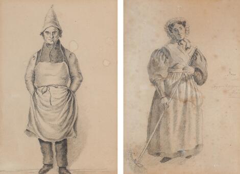 Julius Exner: Two portraits. Portrait of Fernando Bolt and his wife. Pencil on paper. 17 x 11.5 cm. (2)