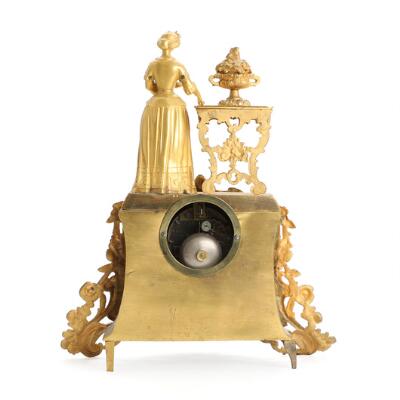 ハピネス！　最終値下げ！　フランス製C. ROMAINのコート French gilt metal mantel clock, surmounted by a noblewoman. G.F.
