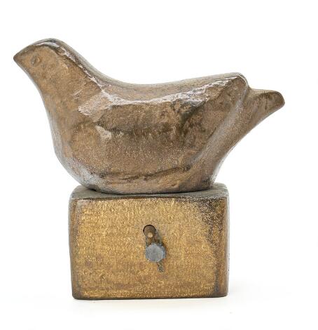 Erik Heide: Money box in the form of a bird. Unsigned. Bronze. H. 15 cm. W. 17 cm.