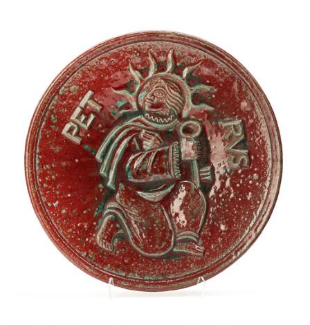 Jais Nielsen: “Peter”. A large stoneware dish. Signed Jais. Royal Copenhagen. H. 8.5 cm. Diam. 47.5 cm.