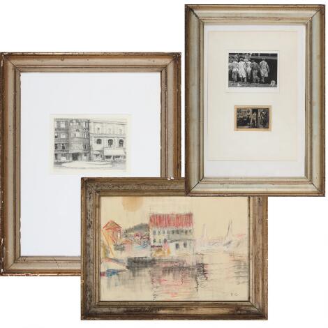 Three frames of gilded profiled wood. c. 1900. External measurements 52×41. 45×33. 33×43.5 cm. (3).