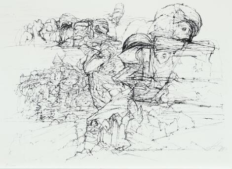 John Olsen: Untitled. Motif from the Faroe Islands. Signed JO 70, 9/1000. 38 x 52 cm. Unframed.