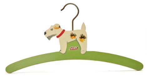 Dagny Holm for LEGO: A painted wooden hanger with a dog. 1938–1951. L. 31 cm.