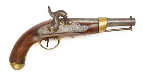 H naval pistol M/1852 with belt hook.