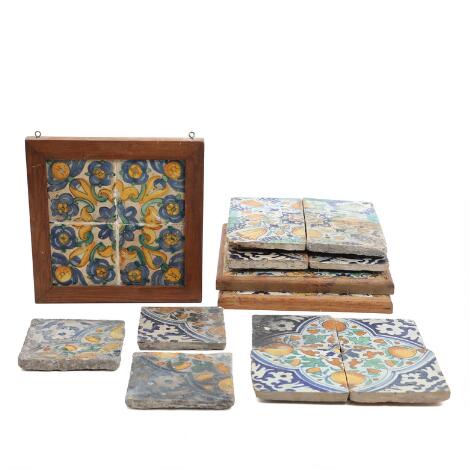 Six tile panels and three loose tiles of faience. Holland and Spain. 17th–18th century (9)