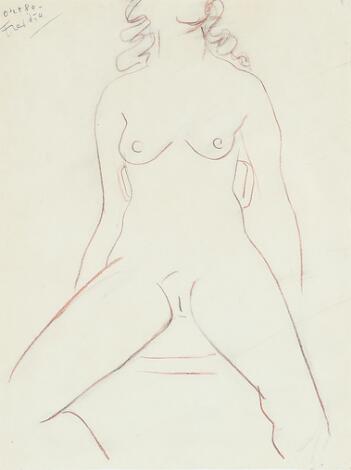 Wilhelm Freddie: Untitled. Signed Freddie, Oct. 80. Crayon on paper. 28.5 × 21.5 cm.