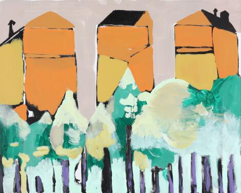 Martin Fraenkel: "Woods", 2018. Signed MF with title and date on the reverse. Oil on canvas. 80 x 100 cm.