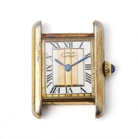 Cartier: Tank Vermeil "Trinity" of silver gilt, ref. 5057. Quartz movement. 1990s.