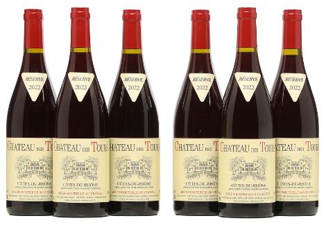 6 bts. Chateau des Tours "Réserve", Côtes-du-Rhone, Rayas 2022 A (hf/in).