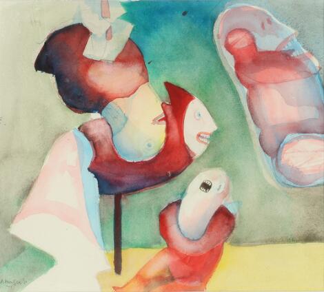 Arne Haugen Sørensen: Untitled. Signed A. Haugen S, 74. Watercolour on paper. Sheet size 36 x 39 cm.