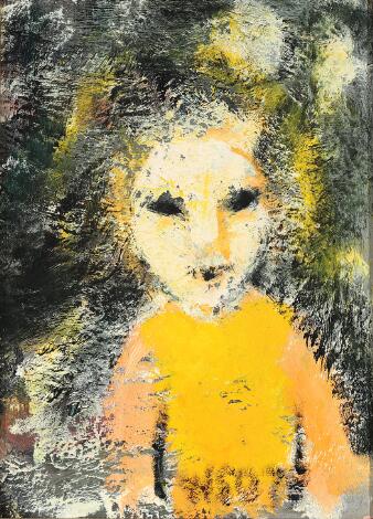 Wiliam Skotte Olsen: "Barnet", 1975. Signed WSO. Oil on canvas. 32 x 23 cm.