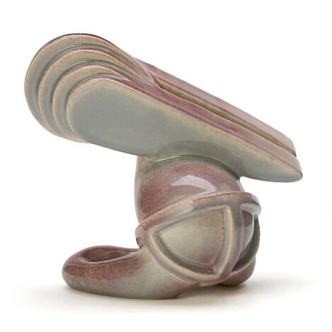 Per Ahlmann: Object. Signed Ahlman 2012. Ceramic decorated with grey and pink glaze. H. 18 cm. W. 20 cm. D. 13 cm.