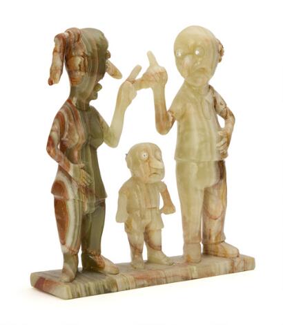 Jes Brinch: Parenthood. Signed Jes Brinch 2010. Lacquered onyx and simili stone. H. 28 cm. L. 25 cm. D. 7 cm.