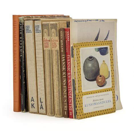 A collection of literature on Danish and Scandinavian ceramics, decorative arts, etc. (8)