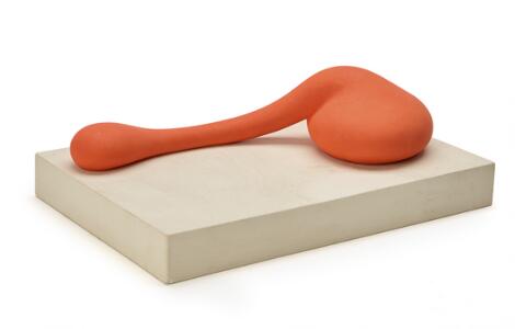 Signe Schjøth: Organic object. Unsigned. Redpainted stoneware on plaster base.